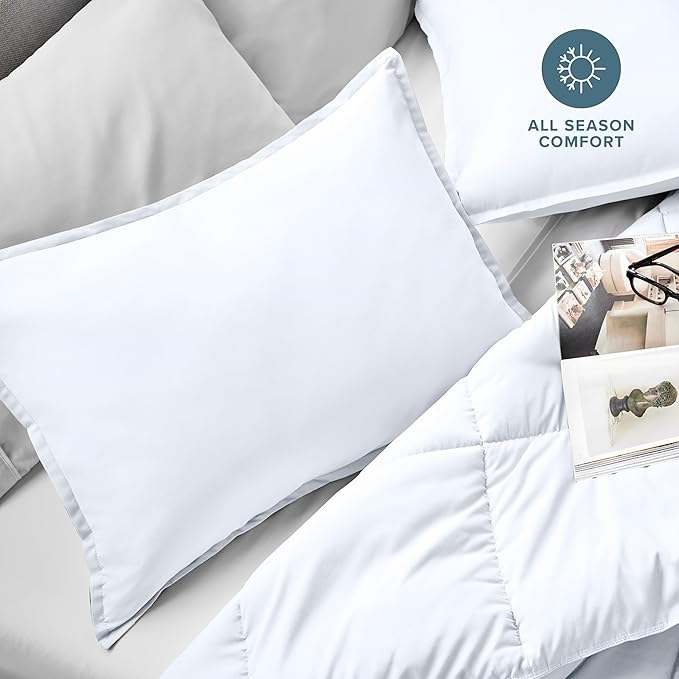 Bare Home Queen Pillow Sham Covers - Set of 2 - Premium 1800 Ultra-Soft Microfiber - Double Brushed - Bed Pillow Shams - Pillows Not Included (Set of 2, White)