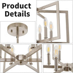 Dining Room Light Fixture, 6-Light Brushed Nickel Chandelier Modern Metal Industrial Chandelier Lighting for Farmhouse Living Room Kitchen Entryway (Nickel, E12 Bulbs Not Included)