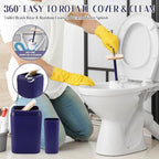Navy Blue Bathroom Accessories Set 17PCS Bathroom Set with Trash Can 3PCS Lotion Soap Dispenser, Toothbrush Holder,6PCS Wood Tags Bath Accessories with Tray for Kitchen Bathroom