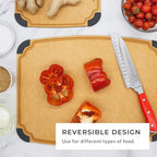Elihome Essential Series Cutitng Board for Kitchen- Natural Wood Fiber, Dishwasher Safe, Eco-Friendly, Juice Grooves, Non-slip Feet, Non-Porous, Reversible, BPA Free, Medium - 12" x 8", 12pcs Pack