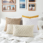 decorUhome Couch Throw Pillow Covers 22x22 Set of 2, Decorative Soft Plush Faux Wool Neutral Accent Pillow Covers for Bed Sofa Living Room, Light Khaki
