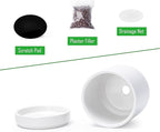 D'vine Dev Set of 2 Plants Pots, 3.5 Inch Ceramic Planter Pot for Plants with Drainage Hole and Saucer, White, 94-V-A-1