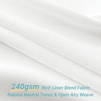 Linen Shower Curtain with 10 Hooks Modern Heavy Duty Washable Fabric Curtain Set Waterproof Thick Cloth Shower Curtains for Bathroom Bathtub Washable, W60*L70, White