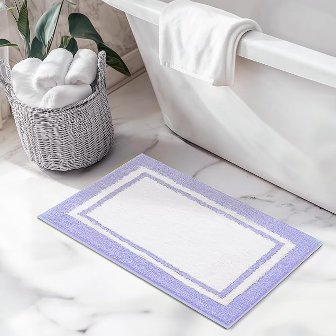 GRANNY SAYS Microfiber Bathroom Rugs Non Slip Washable, Water Absorbent Bathroom Mats for Tub, Soft Bath Mats for Bath Floor & Shower, Bath Rug, 20" x 32", Purple