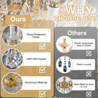 Modern Crystal Chandeliers, Gold Candle Chandelier -Luxury Chandelier Lighting Fixtures for Dining Room, Foyer, Staircase Hallway Living Room Entryway, 12 Lights