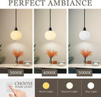 Milk Glass Pendant Lights Kitchen Island, 1-Light 7.1" Black Modern Pendant Light Fixtures with Rods, Globe Hanging Lighting for Kitchen Sink Bathroom Dining Room, E26 Base