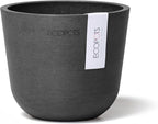 Ecopots Oslo Mini Durable Modern Round Indoor/Outdoor Recycled-Based Composite Flower Pot Planter, Dark Grey, 4.5"