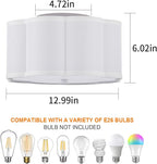 Modern Drum Semi Flush Mount Ceiling Light Fixture Modern 12.99” White 3-Lights Drum Ceiling Lighting Vintage Linen Ceiling Lamp for Kitchen, Basement, Dining Room, Bedroom, Laundry Room