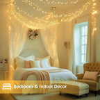 2 Pack 100 LED Connectable String Lights Indoor Outdoor, 33FT Clear Wire Christmas Lights for Bedroom, 13 Modes Twinkle Fairy String Light for Xmas Tree Wedding Party Bedroom Garden Decor (Warm White)