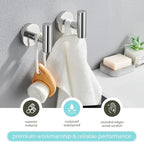 Bath Towel Hook 2 PCS, Angel Simple SUS304 Stainless Steel Kitchen Bathroom Towel Holder, Round Robe Hook Wall Mounted, Polished Chrome