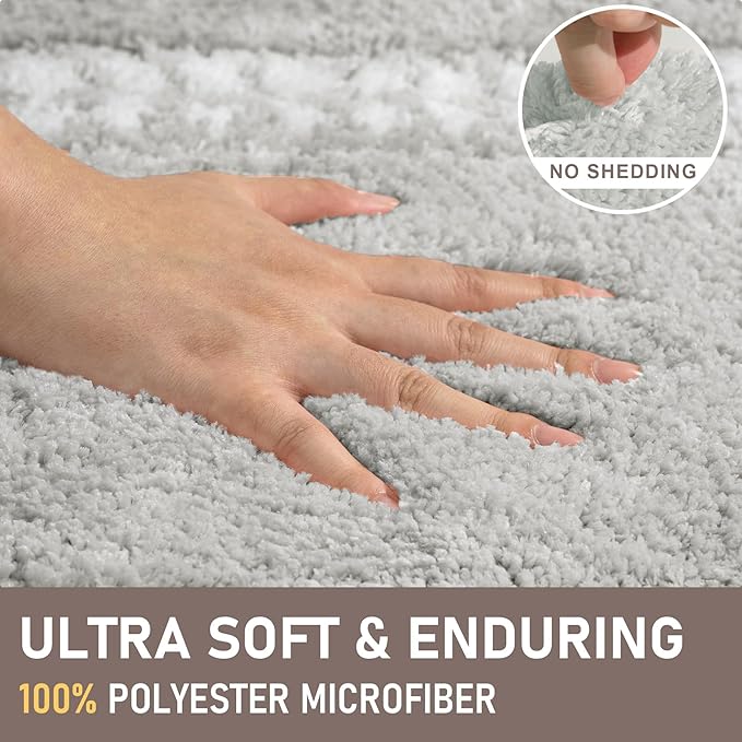 Gray Bathroom Rugs 20x31, Non Slip Washable Bath Mats,Super Soft Microfiber Bathroom Mats, Plush Fluffy Absorbent Bath Rugs for Sink Tub Basin Shower Floor