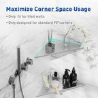 2 Pack Shower Corner Shelves, 304 Stainless Steel Recessed Bathroom Shelf for Tiled Wall, 10" Slot Design Organizer Corner Shelves for Inside Shower Decor (Silver, Cross)