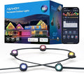 ASAHOM AI Permanent Outdoor Lights S107B, 100FT with 72 RGBCW LED Lights and Dual Output, 30,000 Lighting Effect Combination, IP67 Waterproof for House Halloween Christmas and Daily Decoration, Black