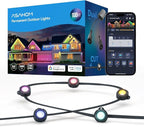 ASAHOM AI Permanent Outdoor Lights S107B, 100FT with 72 RGBCW LED Lights and Dual Output, 30,000 Lighting Effect Combination, IP67 Waterproof for House Halloween Christmas and Daily Decoration, Black