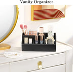Luxspire Bathroom Counter Organizer, Toothbrush Holder for Bathroom 5 Slot, Large Bathroom Countertop Organizer Storage Marble Bathroom Accessories for Toothbrush Toothpaste, Matte Black