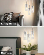 Glass Pendant Lights Kitchen Island 3 Packs, Brushed Nickel Kitchen Pendant Light, Modern Clear Glass Pendant Light Fixture, Hanging Pendant Lights for Kitchen Island Dining Room Hallway