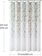 Extra Long Fabric Shower Curtain, Orange and Sage Green Floral Shower Curtains for Bathroom, Waterproof Bathroom Curtains, 72" W x 84" H