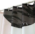 Boho Mid Century Leaf Shower Curtain Set,Arch Sun Design,Minimalistic Leaves Pattern,Waterproof and Luxurious Fabric-12 Hooks(Black and White-72" x 72")