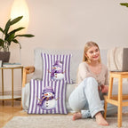 JINYO Purple Christmas Snowman Pillow Covers 18x18 Set of 2, Purple Christmas Decor, Preppy Winter Snowman Striped Throw Pillow Covers for Couch Living Room Bedroom
