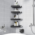 Sotfamily Shower Caddy Corner, 4 Pack Adhesive Corner Shower Shelves for Bathroom Organizers and Storage, Rust Free Plastic Rack for Bathroom Accessories & Decor, Black