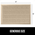 GORILLA GRIP Dirt Grabber Mesh Doormat, Low-Profile, Stain and Fade Resistant Heavy Duty Quick Dry Striped Doormats, Mats for Indoor or Outdoor Entry, Shoe Scraper, Garage Entrance Mat, 47x35, Beige
