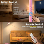 Floor Lamp, Adjustable Height Floor Lamps for Living Room Bedroom, 120 LED Super Bright Standing Lamp Remote Control Dimmable Gooseneck Tall Stand Reading Lamp for Office Craft, Pink