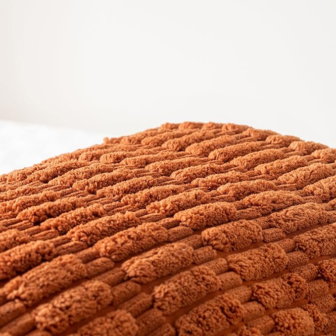 Fancy Homi Rust Long Long Body Lumbar Decorative Throw Pillow Covers 20x54 Inch for Bed Couch Bedroom Bench, Soft Corduroy Rectangle Solid Pillow Case, Terracotta Rustic Farmhouse Boho Room Decor