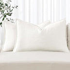 MIULEE Decorative Linen Lumbar Pillow Covers 12x20 Inch Cream White Boho Farmhouse Neutral Christmas Couch Throw Pillows for Bed Pack of 2 Accent Modern Pillowcase Sofa Livingroom Home Decor