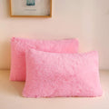 XeGe Faux Fur Throw Pillow Cases, Plush Shaggy Ultra Soft Pillow Covers, Fluffy Crystal Velvet Decorative Pillowcases, Furry Fuzzy Pillow Shams Zipper Closure, Set of 2(Standard, Light Pink)