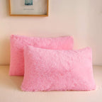 XeGe Faux Fur Throw Pillow Cases, Plush Shaggy Ultra Soft Pillow Covers, Fluffy Crystal Velvet Decorative Pillowcases, Furry Fuzzy Pillow Shams Zipper Closure, Set of 2(Standard, Light Pink)
