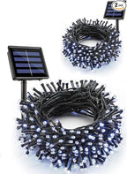 Flacchi Christmas Lights Solar 2 Pack Total 144ft 400 LED 8 Modes Outdoor String Lights Waterproof Solar Fairy Lights for Garden, Patio, Fence, Balcony,Backyard, Outdoors (White)