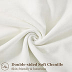 decorUhome Couch Throw Pillow Covers 16x16 Set of 2, Decorative Soft Euro Neutral Chenille Pillow Covers with Elegant Design for Sofa Bed Living Room Home Decor, Cream White