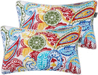 Water Resistant Outdoor Lumbar Pillows for Patio Furniture,12 x20 Inch Decorative Pillows Set of 2,with Insert,Hidden Zipper Headrests for Sofa Couch Chair(Phoenix)