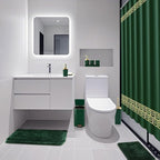 Bathroom Sets with Shower Curtain and Rugs Bathroom Accessories Set Hunter Green Bathroom Set,Soap Dispenser & Toilet Brush Holder Set with Stainless Steel Trash Can