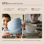 KINGSTONE Bone China Dinnerware Sets, 24-Piece Dinnerware Set for 8, Lightweight Durable, Dishwasher Safe, Tableware for Daily Use with Elegant Design, Blue