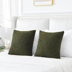 FUTEI Olive Green Throw Pillow Covers 22x22 Inch Set of 2,Furry Faux Fur Teddy Boucle Textured Cushion Covers,Soft Fluffy Decorative Pillow Case,Home Decor for Couch Bed Living Room Office Car