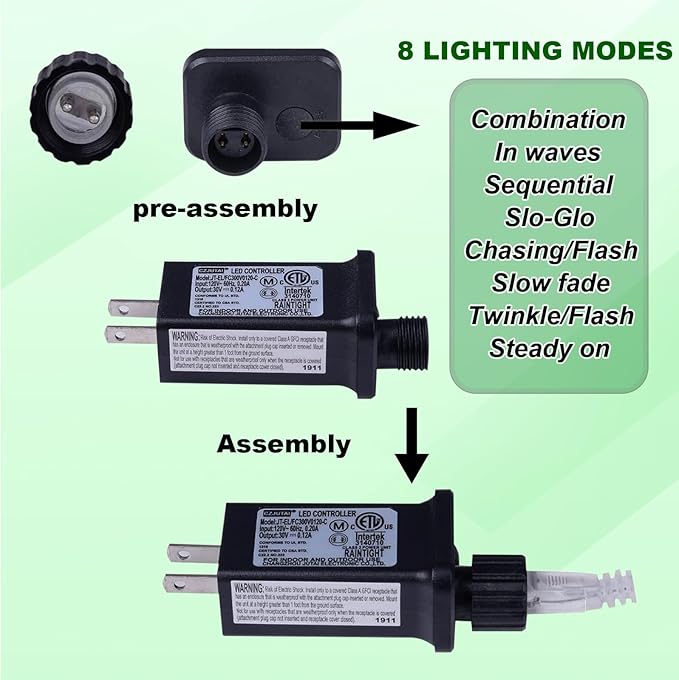 ILLUMINEW 500 Led Green Outdoor String Lights Waterproof St. Patrick's Day Decorations, 174 Ft Led Twinkle Lights for Bedroom, 8 Modes Plug in Fairy Lights for Christmas Room Decor (Green, 500Led)