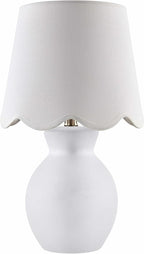 BoutiqueRugs Liliac Boho Ceramic Bedside Table Lamp for Bedroom Nightstand - End Side Lighting for Living Room - Shade Cotton - White - 15" H