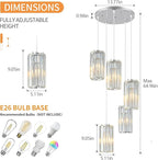 Chrome Pendant Lighting Modern Pendant Light, Mini Crystal Chandeliers,Adjustable Pendant Light Fixture for Kitchen Island Dinning Room Corridor Bedroom…(Gold 5-Light)