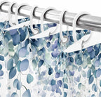 Fall Thanksgiving Shower Curtain, Blue Eucalyptus Leaves Shower Curtains Set with Hooks, Autumn White Pumpkin Waterproof Fabric Bathroom Curtains Decor Home Accessories,72 X 84 Inch Extra Long