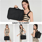 gzcz Large Capacity Travel Makeup Train Case,Professional Cosmetic Bags for Women,Portable Makeup Brush Bag Organizer Storage with Adjustable Dividers and Shoulder Strap