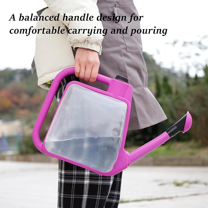 6L Foldable Clear Plastic Watering Can with Rotating Nozzle Long Spout Ideal for Indoor and Outdoor Gardening - Purple