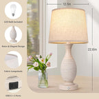 Seealle 22.6" Bedside Lamps Set of 2 with USB C+A - Dimmable Touch Lamps for Night Stands Bedroom Living Room End Table(Bulbs Included)