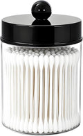 AXX Qtip Dispenser Apothecary Jars Bathroom - Qtip Holder Storage Canister Clear Plastic Jar for Cotton Swab,Q-Tips,Cotton Rounds (F#Black 1Pcs)
