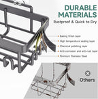 Veken Rustproof & Waterproof Shower Caddy 6-Pack, No Drilling Adhesive Shelves Rack with Soap Holder, Large Capacity Bathroom Organizers and Storage, Wall-Mounted Kitchen & Home Decor, Dark Grey
