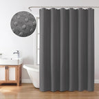 Inhousolu Fabric Shower Curtain Waffle Weave, Graphite Grey 230 GSM Heavy Duty, Weighted Hem, 14 Metal Hooks, Water Repellent, Machine Washable, Hotel Spa Luxury Bath Curtain Set, 72 x 84 Inch