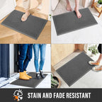 Sturdy Front Door Mat, Absorbent Muddy Dirt Resist Welcome Door Mats Outdoor Indoor, Stain and Fade Resistant, Non-Slip Rubber Backing Low Profile Doormat for Entryway, 30×17, Charcoal