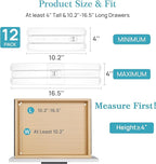 Vtopmart 12 Pack Drawer Dividers for Clothes, 4" High 10.2"-16.5" Adjustable Expandable Dresser Drawer Organizer, Clear Plastic Separators for Dresser, Baby Clothing, Underwear, Cosmetic, Toiletries