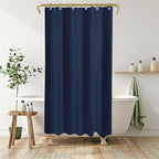 Boho Shower Curtain Set, Waterproof Fabric Shower Curtains, Luxury Hotel Style, Waffle Texture, Heavy Duty, Extra Long Bath Curtain, No Hook, Bathroom Decor, 72x36 Inch, Blue