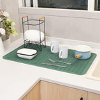 Silicone Dish Drying Mat for Multiple Usage,Easy clean,Eco-friendly,Heat-resistant Silicone Mat for Kitchen Counter or Sink,Refrigerator or Drawer Liner Green 4XL 32 inches x 18 inches